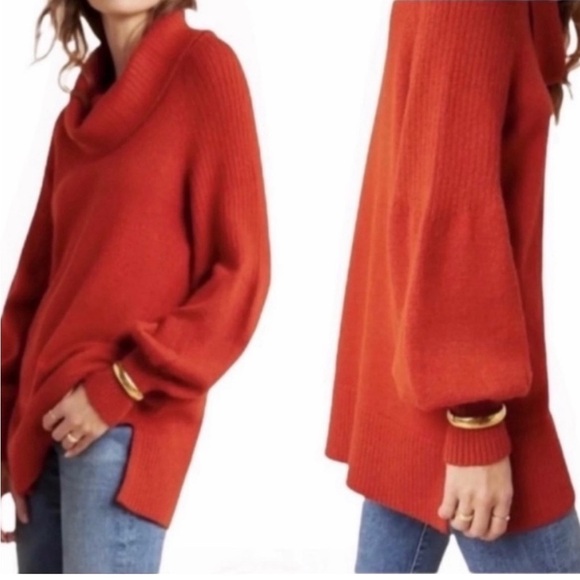 Anthropology, Cowl Neck Burnt Orange Sweater Medium - Picture 2 of 9